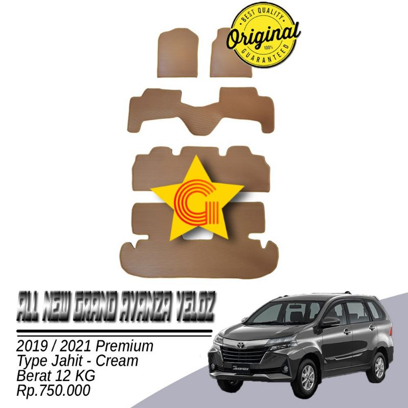 Karpet Karet Lantai Mobil Toyota Grand New Avanza Veloz 2019-2021 Premium Type Jahit - Mocca