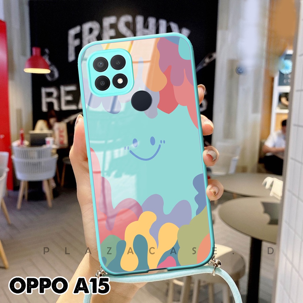 Softcase Glass Kaca + Tali - K111 -  For Oppo A15 A54 A16 A5S RENO 5 RENO 5F RENO 6 - Case Lucu - Case Oppo A54 - Casing Hp Oppo A16 - Casing Hp Oppo A15 - Kesing Oppo A5S - Softcase RENO 5 - Casing RENO 5F - Sarung Hp RENO 6 4G - Case A54 - Plazacase