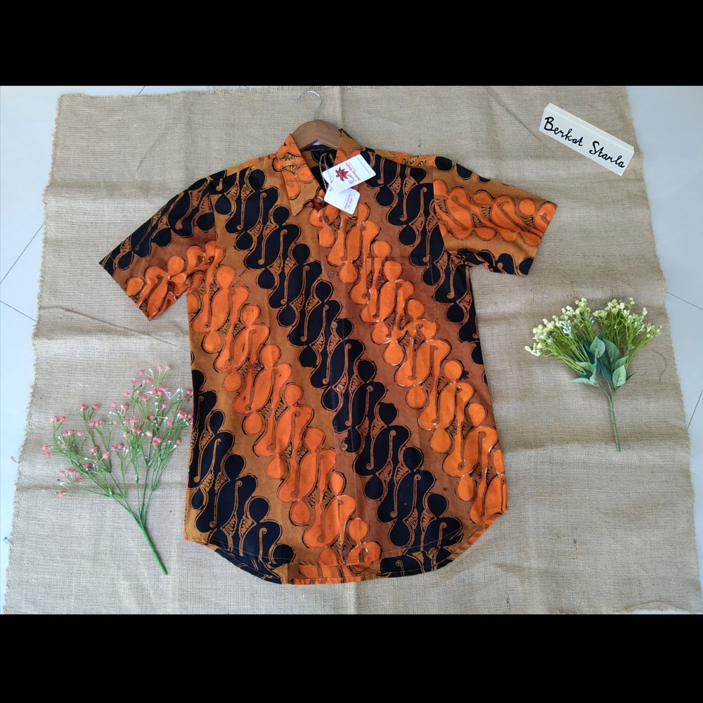 Kemeja Batik Pria/ Hem Batik Pria/ Hem Batik Parang Oranye hb9m