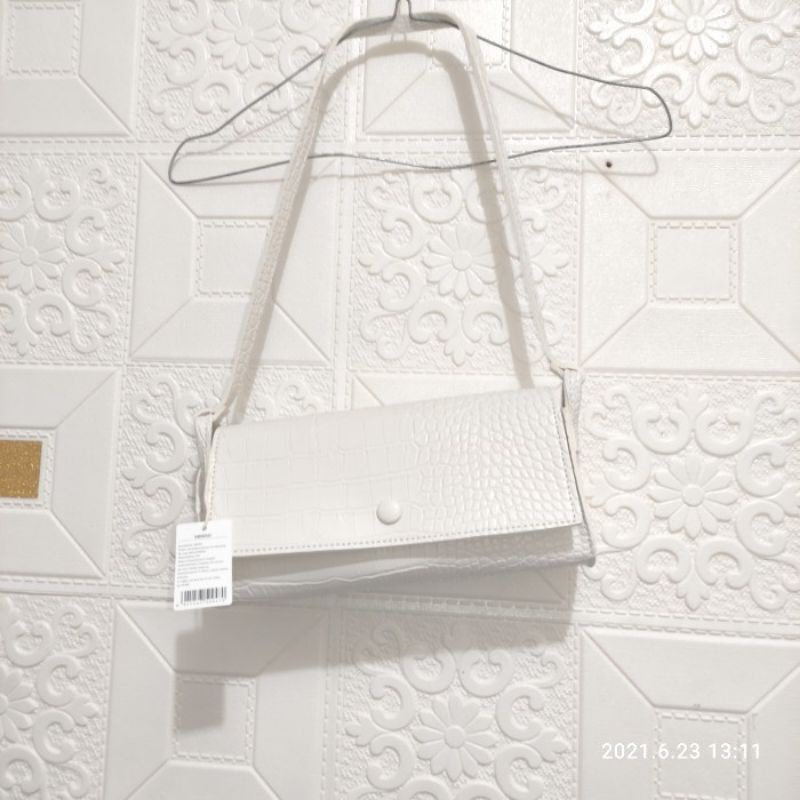 Miniso Tas Wanita Putih Shoulder Bag Slempang Pattern