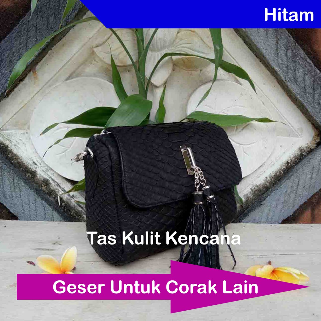 Tas Kulit Ular Lonceng Size 22 Handmade Asli Bali