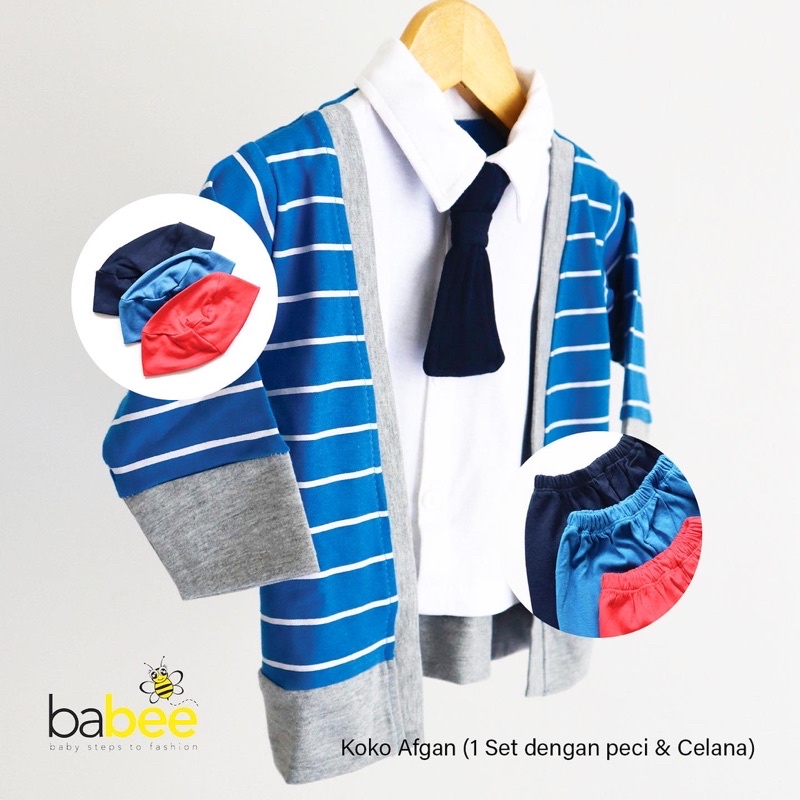 AFGAN / BAIQ KOKO Baju koko jubah muslim peci bayi cowok anak laki keren lebaran aqiqah murah bestseller