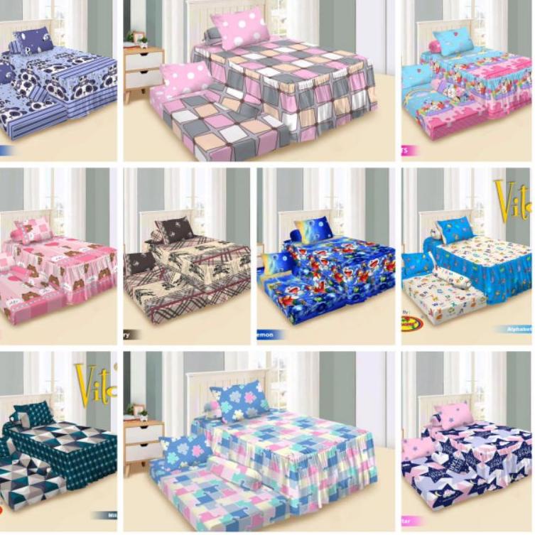 Langsung Beliii.. Sprei Duo Sorong 2in1 Rosana Vito Motif Terlaris 120x200cm