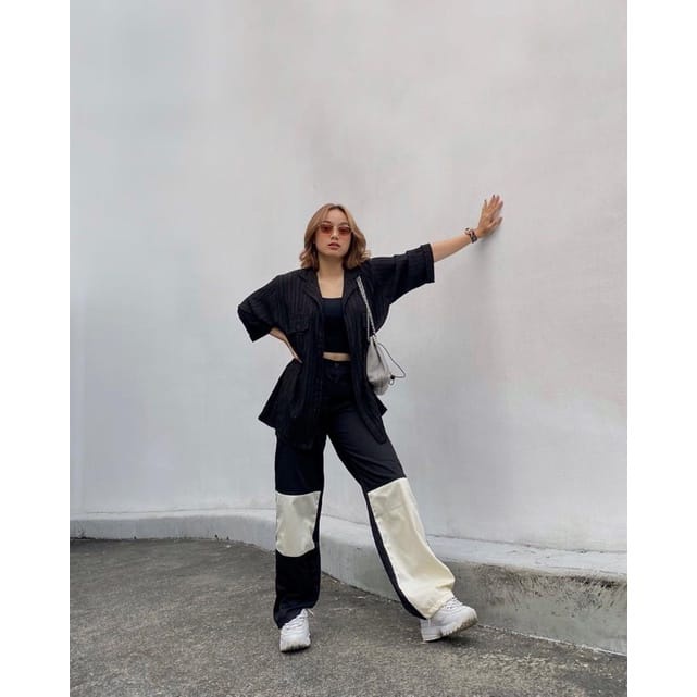 BEFAST - ZEC OOTD wanita Celana Kulot EUNE / Kulot Wide leg Monochrome / Celana Panjang Unisex / Celana Combinasi Warna / Celana Kekinian 2021 / Celana OOTD Fashion Unisex