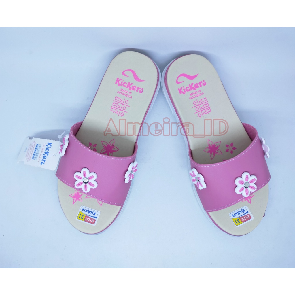 Sandal Anak Perempuan Kickers Selop Motif Bunga | Sandal Anak Casual | Sandal Slide Anak