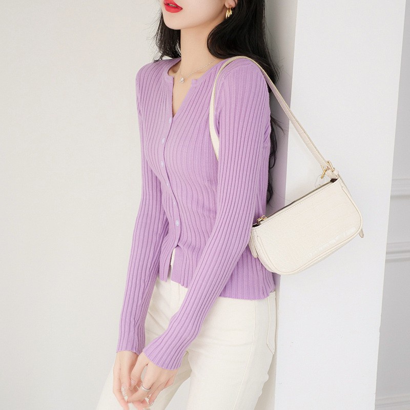 【Elegant】Korean V-Neck Knit Cardigan 7003