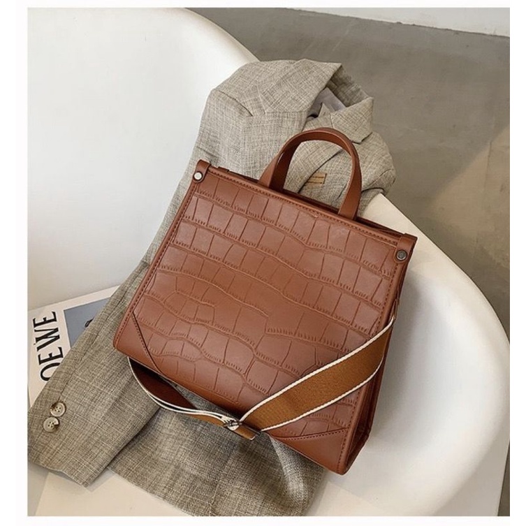 NAOMI - Laurece Hand Bag Motif Croco 4 variasi mix canvas strap- Cross Bag Import - Tas harian - Daily bag - tas formal - Tas Kerja Kulit Sintetis - Fashion Bag Wanita - Tas Traveling - Tas Naomi - Naomi Bag