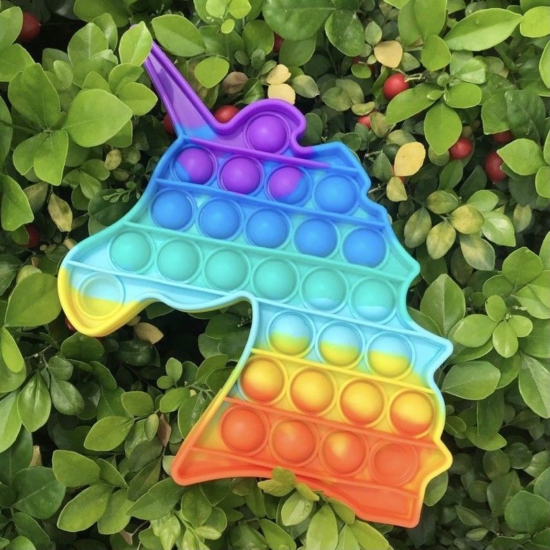 Mainan Pop It Popit Fidget Push Bubble Penghilang Stress Murah-Rainbow Unicorn