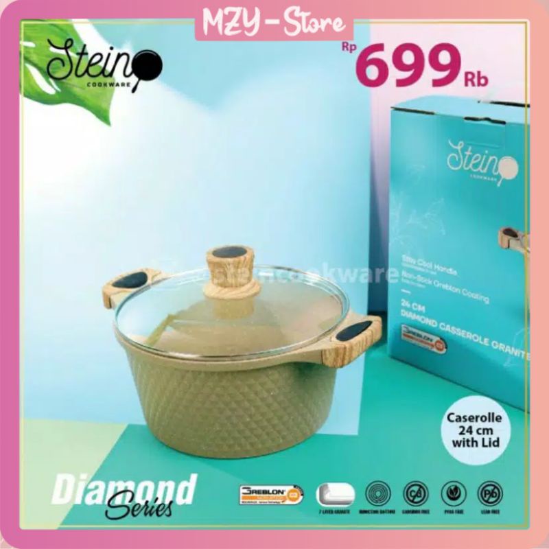 (4x FREE) Stein Paket Ruby Steincookware Paket Ruby Diamond Series ( Casserole 24 + Frypan 20 )