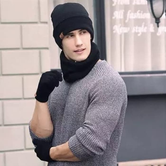 Topi Kupluk Pria / Wanita Bahan Wol Rajut Hangat Untuk Olahraga / BD701 Kupluk Import / Topi Syal D