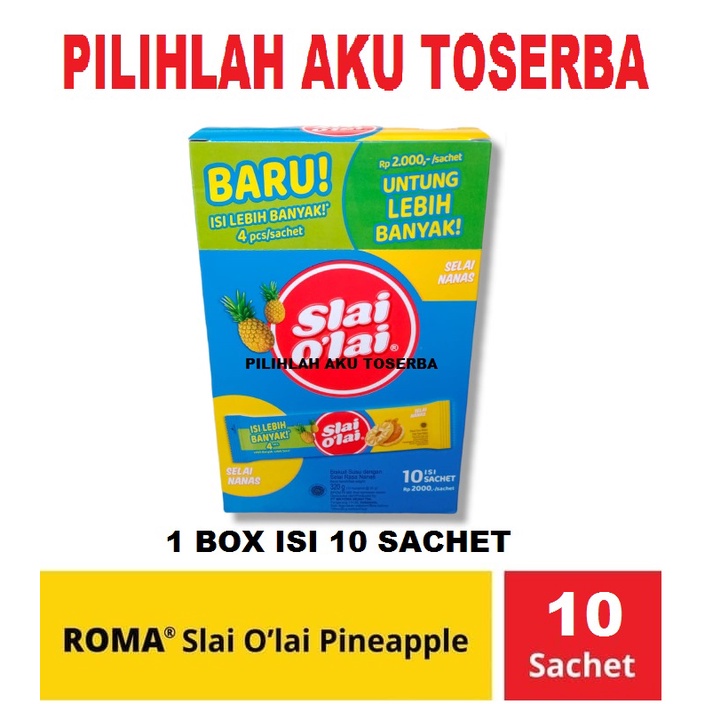 Biskuit Roma Slai O'lai Pineapple / Slai Olai Nanas Box isi 12 @24gram (HARGA 1 DUS ISI 12 BOX)