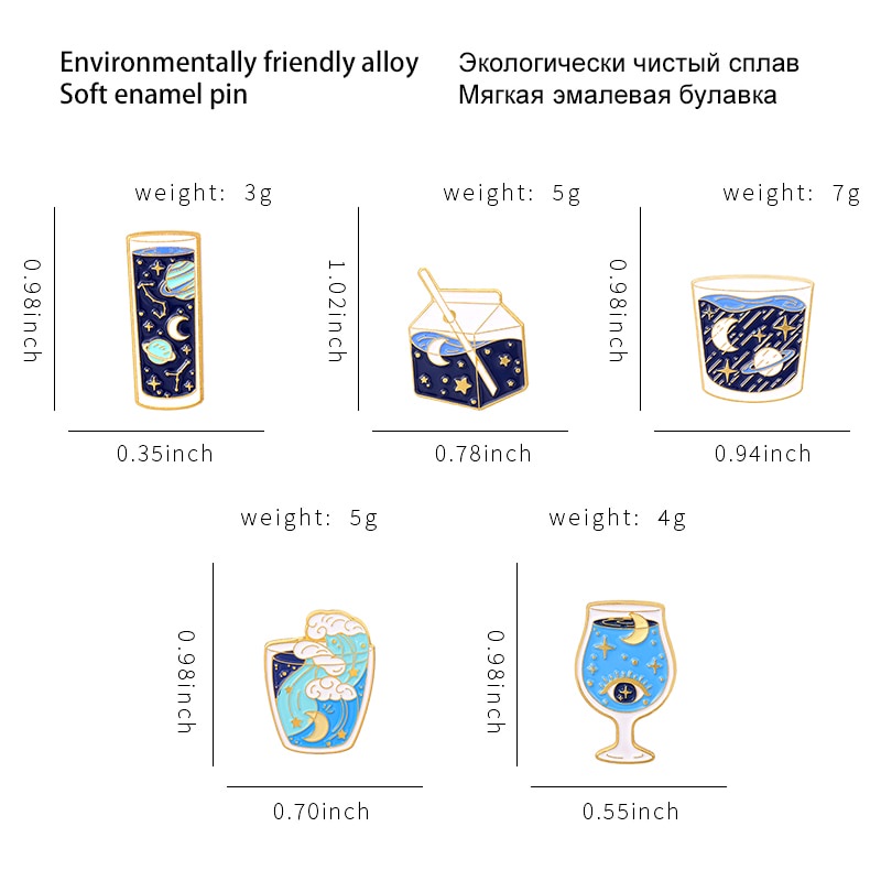 Starry Sky Bottles Enamel Pins Universe Sea Planet Brooch Lapel Badge Bag Cartoon Astronomy Jewelry Gift for Kids Friends