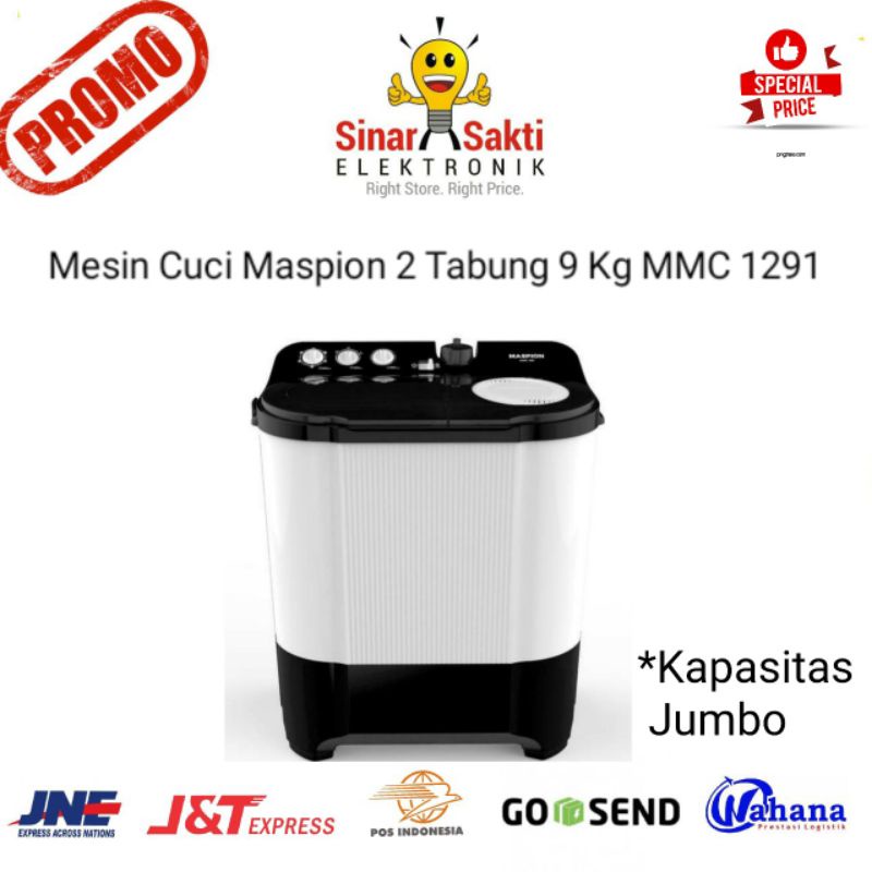 Maspion Mesin Cuci 2 tabung 9 kg 12 kg Jumbo MMC 1291 MMC1291 Garansi