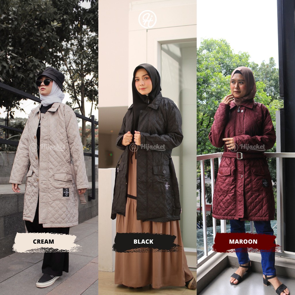 Jaket Wanita Muslimah Jacket Hijab Panjang Hoodie Hijabers Hangat Tebal Murah Hijacket Agnezia COD-3