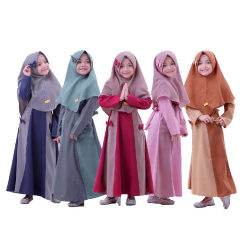 Gamis Anak Katun Madina Set Hijab Lateesha by Labella