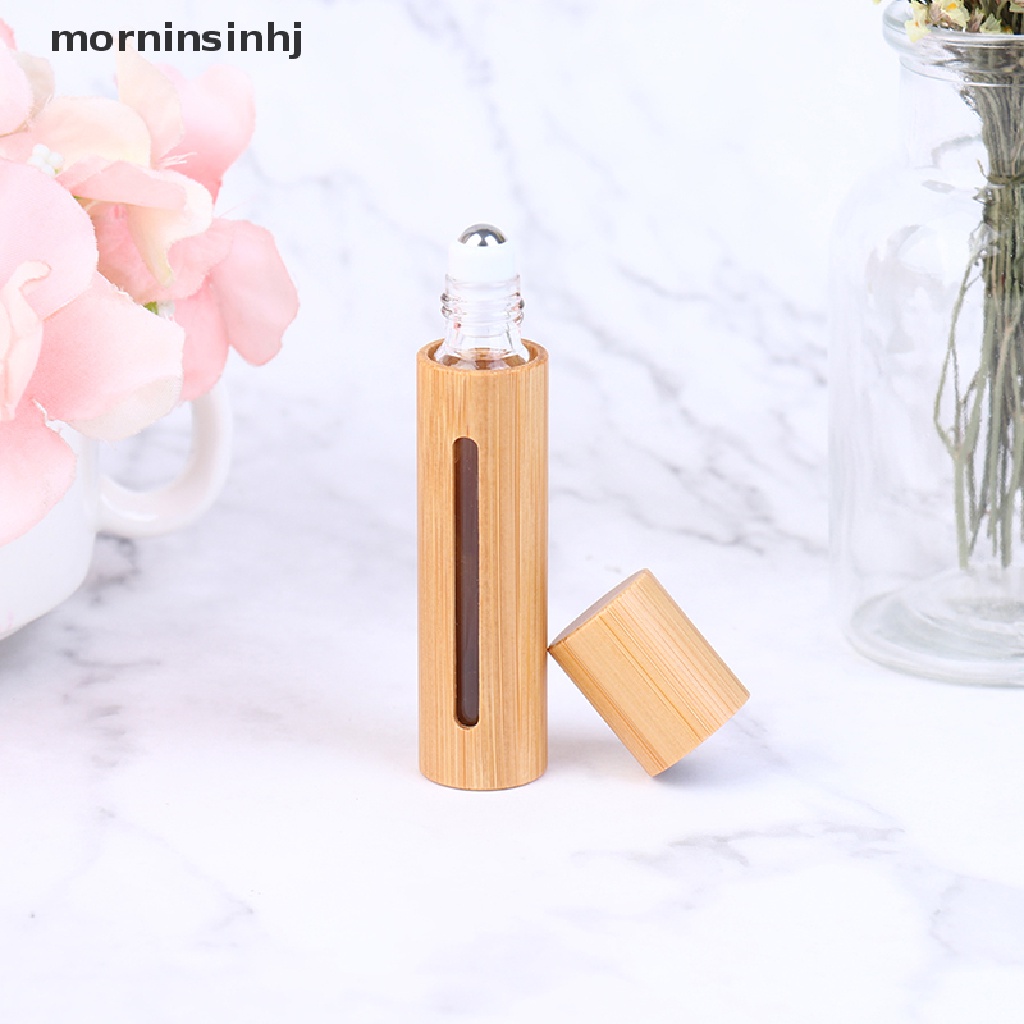 Mornin Botol Roller Kosong Isi Ulang 10ml Bahan Bambu Untuk Essential Oil