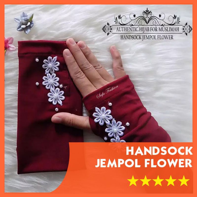 Handsock Jempol Renda Melati Manset Flower Premium