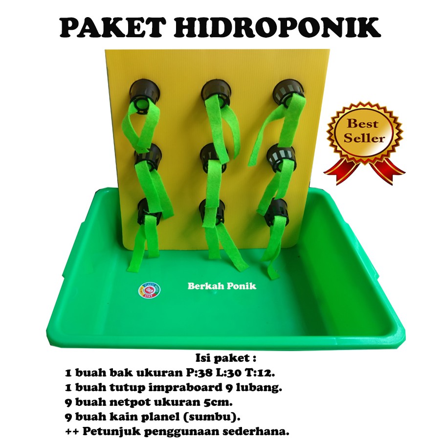 Paket Hidroponik Pemula / Paket Hidroponik Wick System / Bak Hidroponik + Tutup Hidroponik