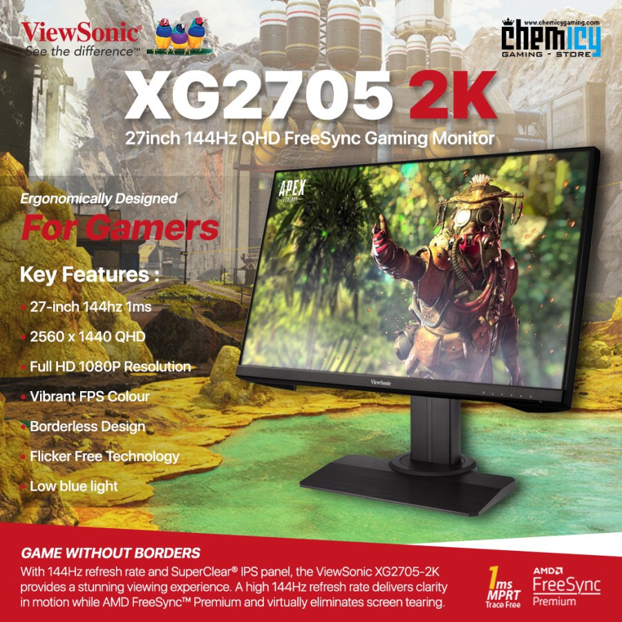 Viewsonic XG2705 2K 27inch 144Hz QHD Freesync Gaming LED Monitor