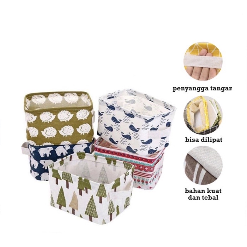 Teradecor Storage Box Pouch Kanvas Keranjang Lipat Minimalis