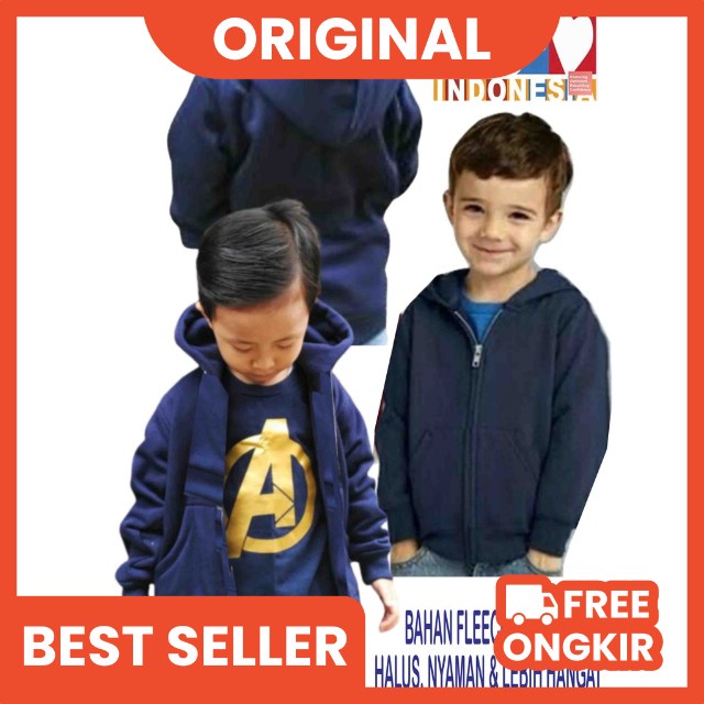 Jaket Anak Laki Laki Umur 1Tahun Sampai Umur 8Tahun Bahan Fleece Warna Basic Polos Tebal