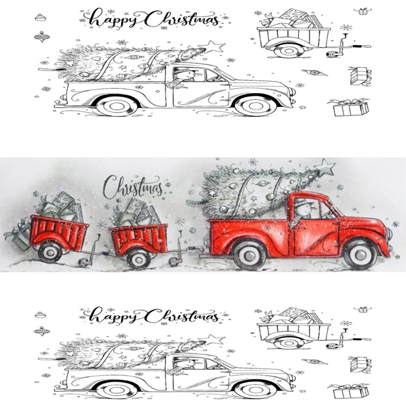 Stempel Segel Bening Bahan Silikon Desain Happy Christmas Untuk Dekorasi Album Foto Scrapbooking