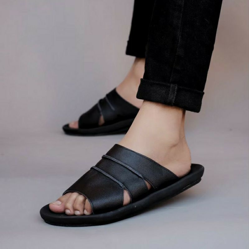 TAIM | Sandal Kulit Asli Pria Sendal Slide Selop Santai Kasual Kerja Original