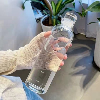99KHOME Glass Drinking Bottle Water ins drinking reminder Transparent 500ml 750ml/ Botol Minum Kaca Transparan Aesthetic H349