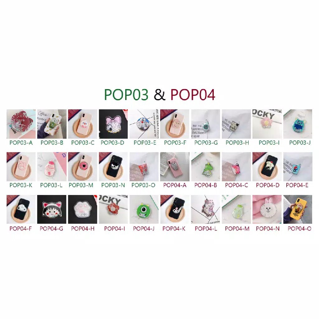 [IMPOR] POKY - POP SOCKET QUICKSAND GLITER DESAIN KARTUN CUTE PHONE HOLDER EXPANDING