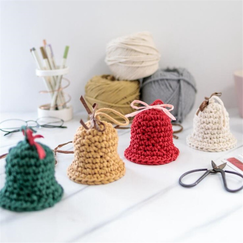 1pc Knitted Bells Handmade Hanging Decorations Crochet Bells Wind Chime Celebrate Christmas Pendant Decor Accessories Shopee Indonesia