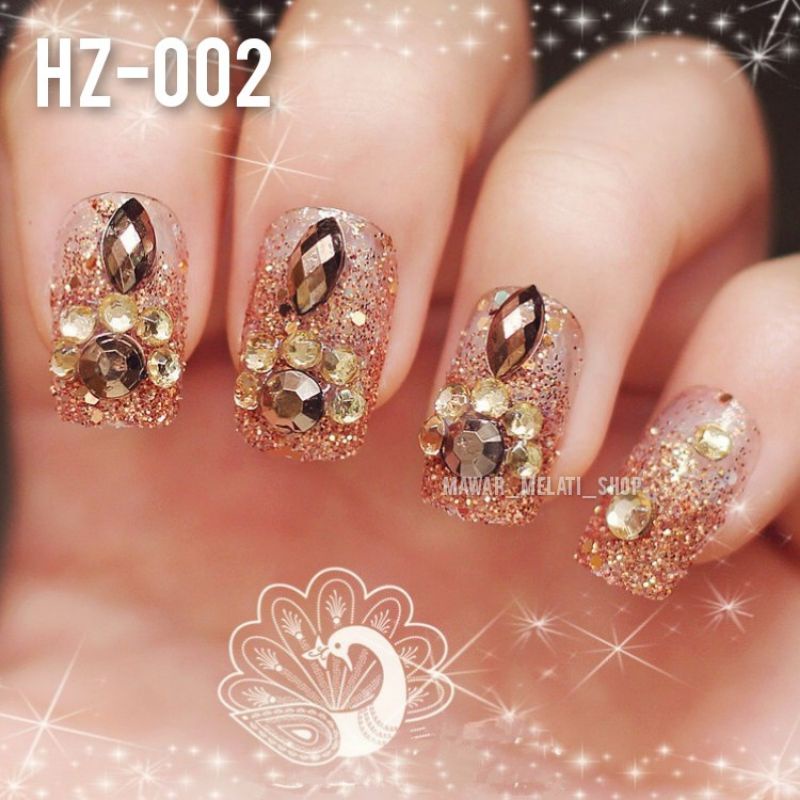 Kuku palsu 3D / Gold Cream Glamour fake nails