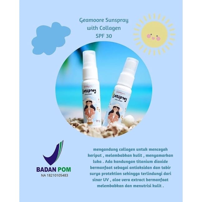 SUNSPRAY GEAMOORE + COLLAGEN 30ML SUNSCREEN WAJAH SPRAY SPF 30