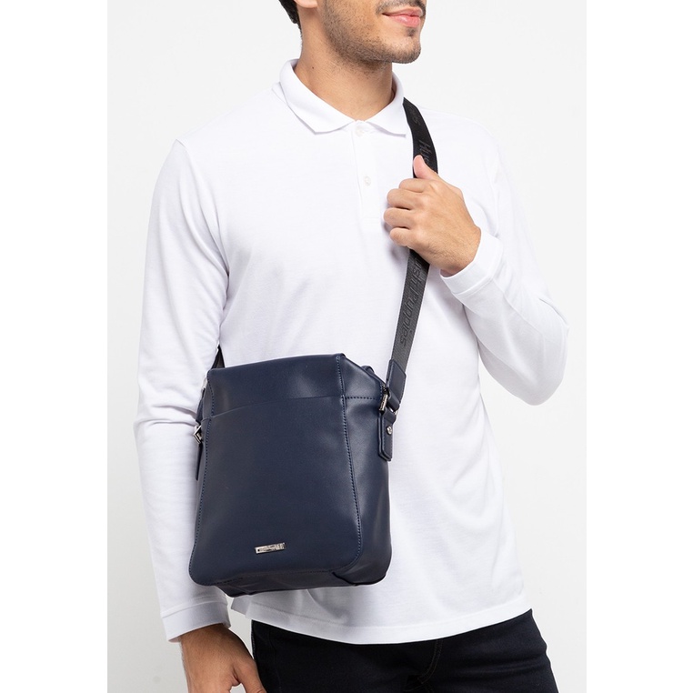 TAS SELEMPANG PRIA HUSH PUPPIES SLING BAG ORIGINAL BIRU NAVY BLUE HM107