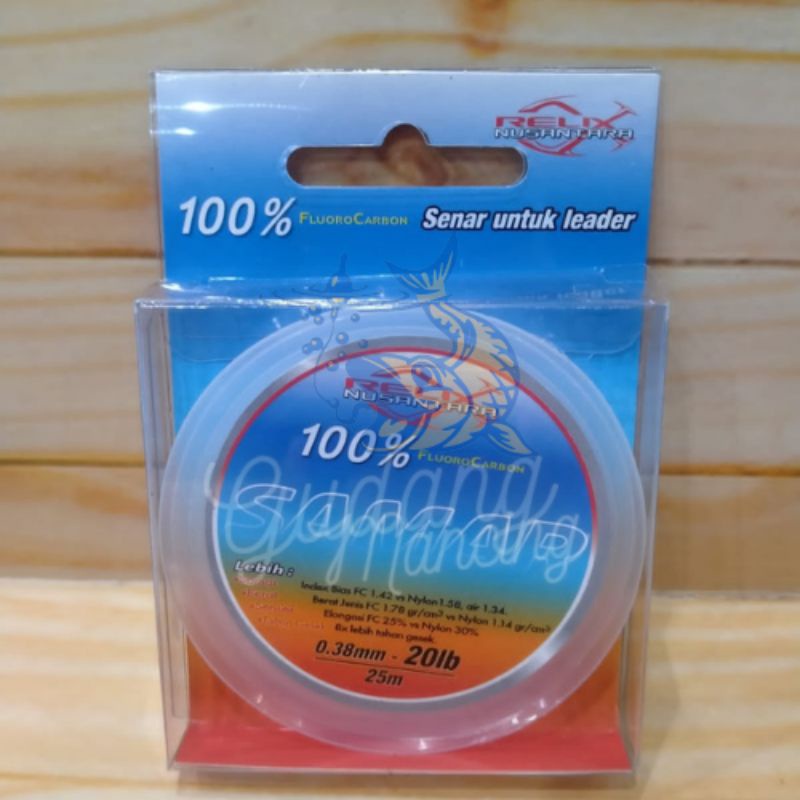 Senar pancing Relix samar leader 100% fluorocarbon 25m 20lbs