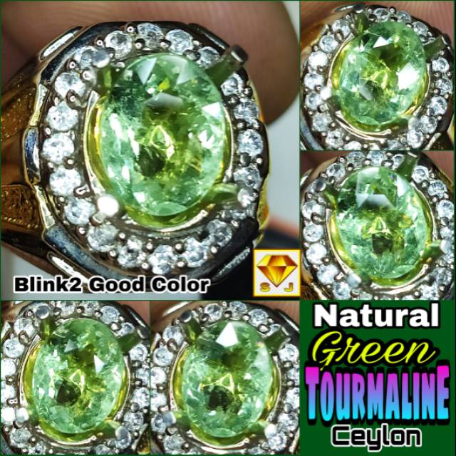 NATURAL GREEN TOURMALINE CEYLON SRILANKA MEMO Bkn Sapphire Blue Yellow Star Zamrud