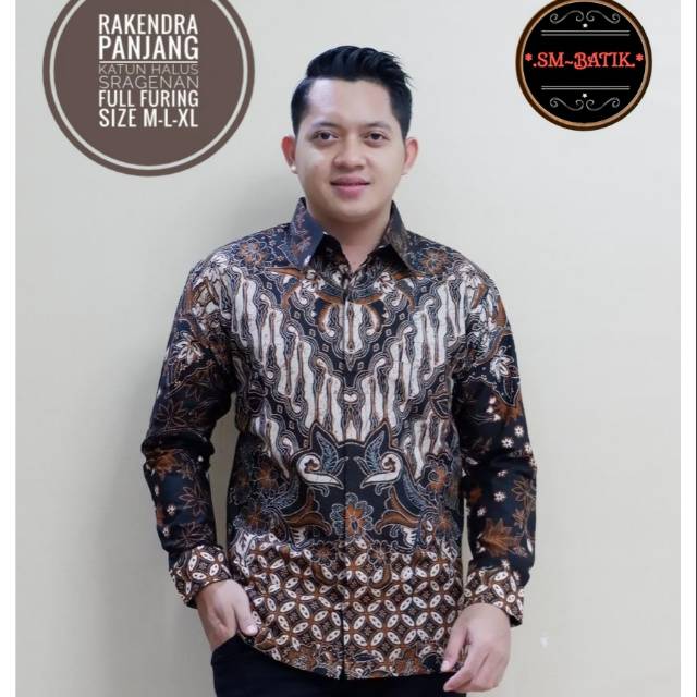 Batik Lengan Panjang RAKENDRA Kemeja Batik Lengan Panjang Lapis Furing Batik Pria Terbaru