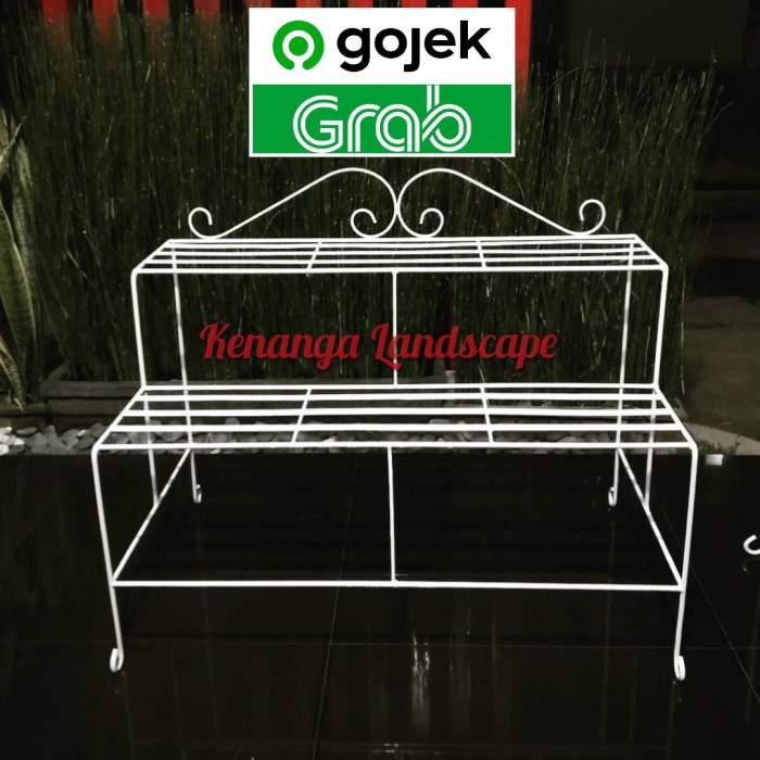 rak besi tanaman 2 susun - rak tanaman - putih