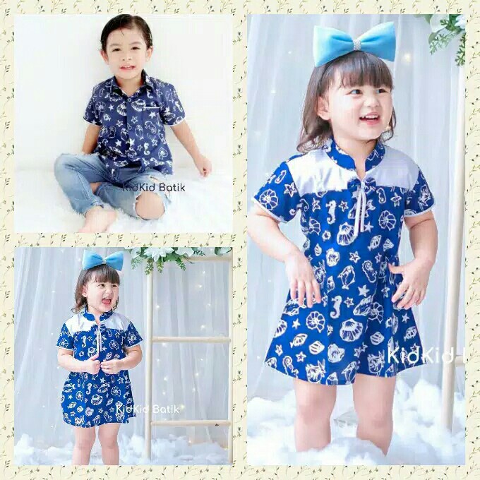Batik Couple Anak Batik Anak Couple Kakak Adik Baju Warna Navy Biru Dongker