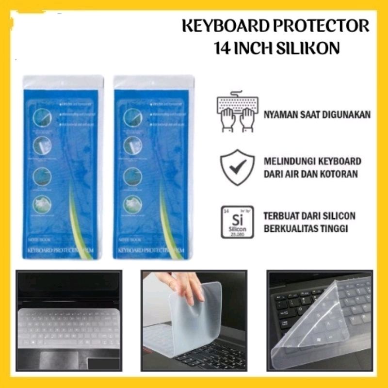 Pelindung Keyboard Silikon 14” Protector Cover Skin Silicone For Laptop Transparan 14 inch Anti Air