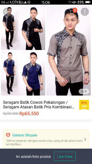 Seragam Batik Cowok Pekalongan / Seragam Atasan Batik Pria Kombinasi Prada Pekalongan