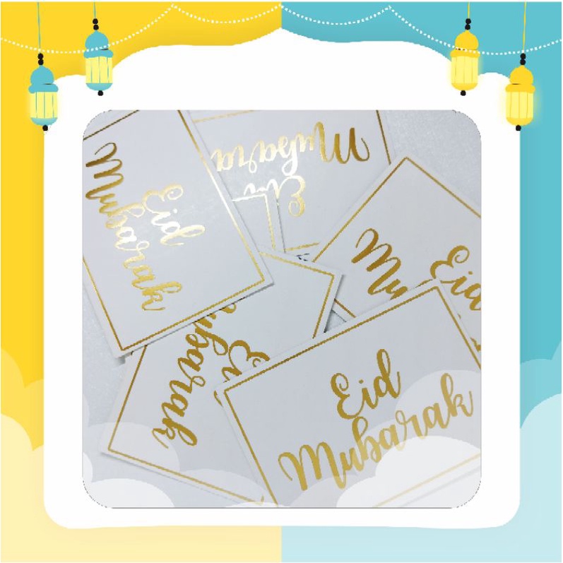 (1 pak = 20 pcs) Kartu Exclusive Lebaran, Kartu Hampers Lebaran Eid Mubarak Card Special / Kartu Ucapan Lebaran eid al fitr embos gold