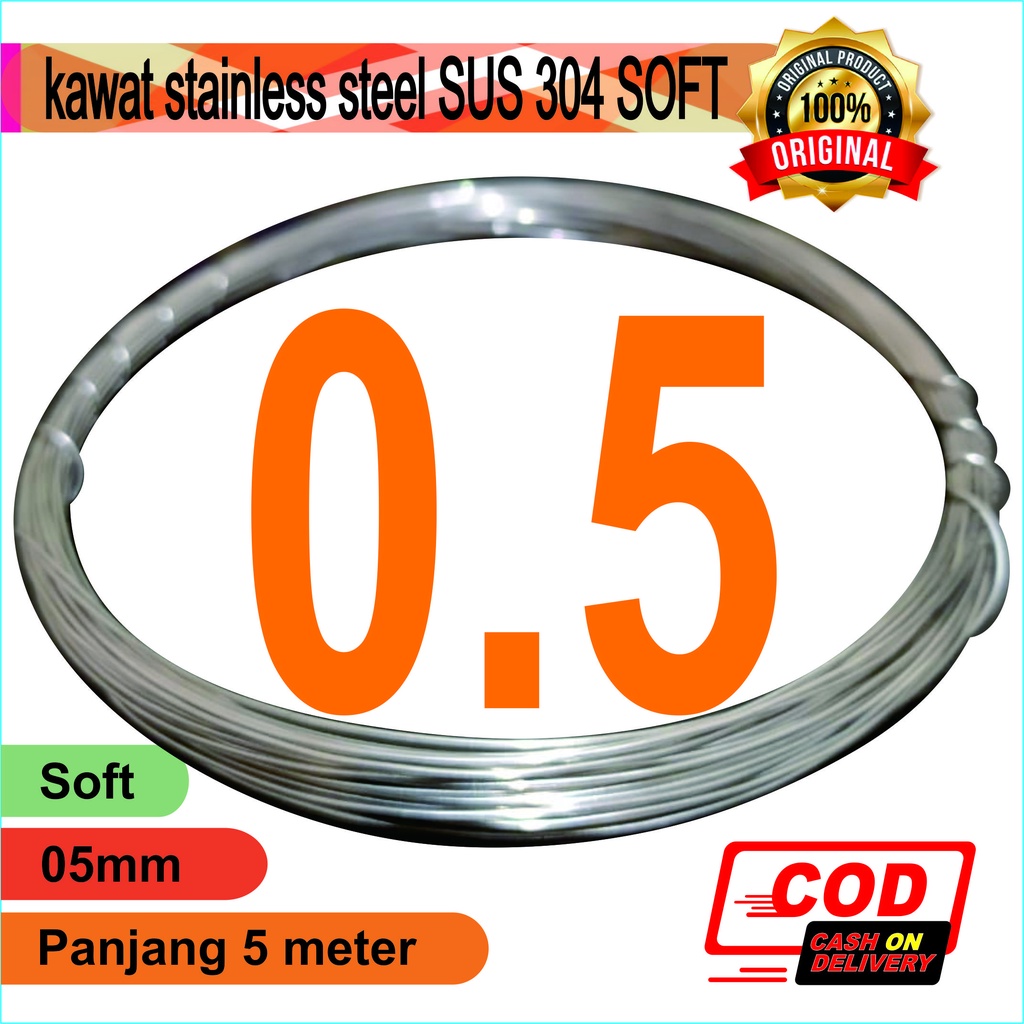 Kawat Stainless Steel 304 Soft 0.5mm 5meter