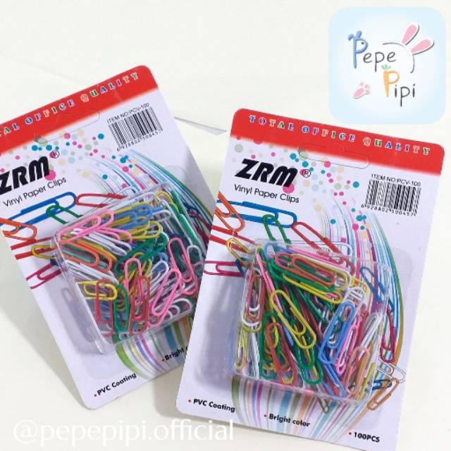 100 pcs Paper Clip Warna Warni ZRM 1 Pak Pack Bungkus Klip Kertas Lucu