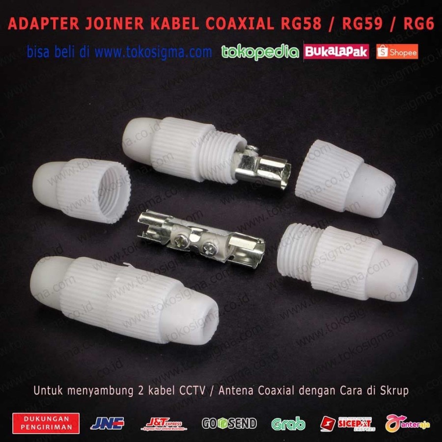 4pcs ADAPTER JOINER PENYAMBUNG 2 KABEL CCTV ANTENA COAXIAL RG58 RG59 RG6