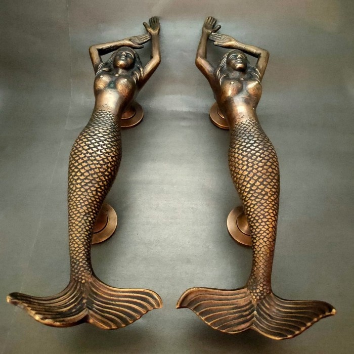 Handle Pintu Kuningan / Brass Door Pull - Putri Duyung Asli Kuningan
