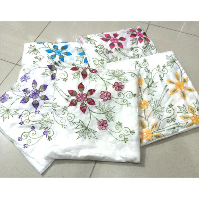 MUKENA PUTIH KATUN BSY BORDIR MURAH MOTIF BUNGA TIMBUL (UKURAN DEWASA) TERLARIS