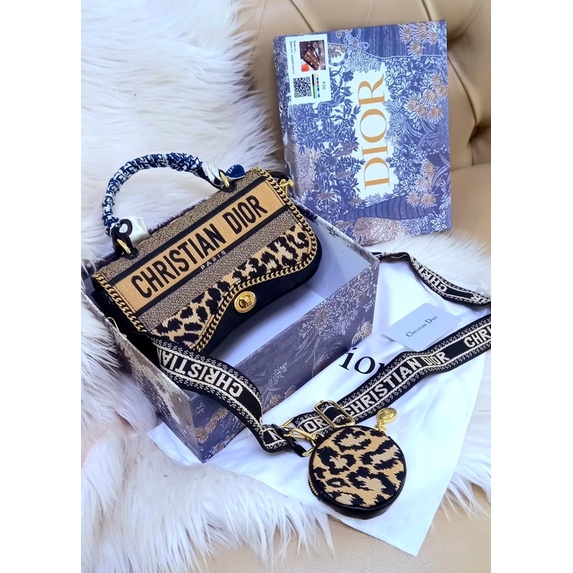 NEW DIOR GLADIS LEOPARD/ MIRROR 1:1/ WITH BOX & NOSER/ REAL PIC