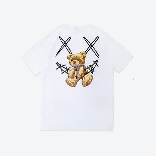 Ricky Is Clown Teddy Bear Tearing Face Tee White 100% Original