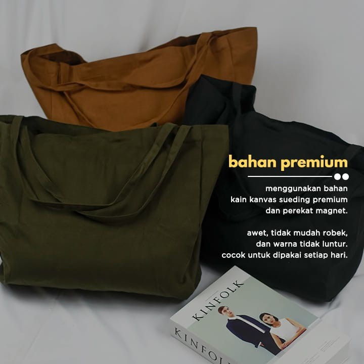 Nudie Bag TOTEBAG CANVAS BESAR POLOS SUEDING TEBAL LEMBUT MODEL TAS BAGGY