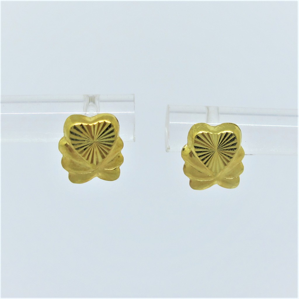 Anting duduk anak dan dewasa emas asli kadar 700 70% 22 16k hati daun 0.5 g gr gram giwang kerabu paku cucuk stud